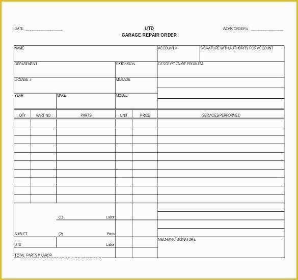 Additional Work order Template Free Of Extra Work order form Template Printable Best Word