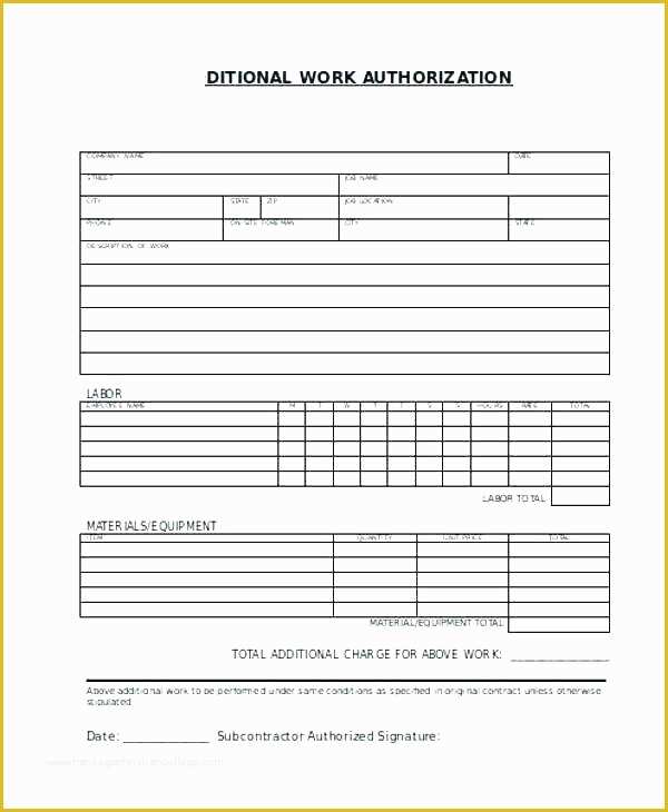 Additional Work order Template Free Of Extra Work order forms – Chagrin Design