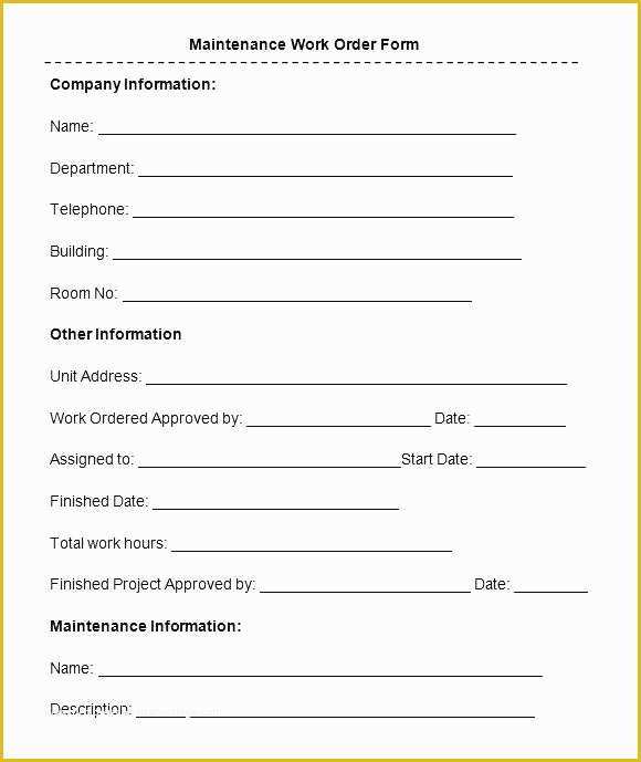 Additional Work order Template Free Of Work Request Template Excel Extra Work order forms Work