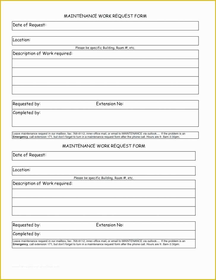 Additional Work order Template Free Of Work Request Template