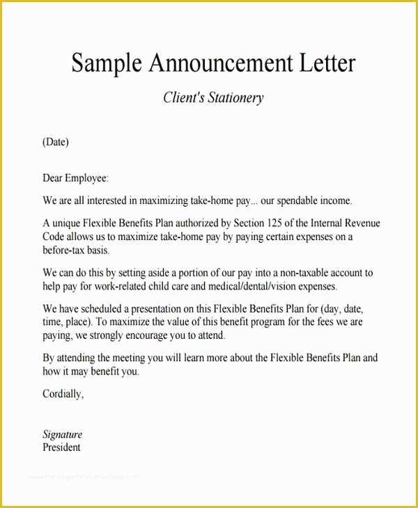 Announcement Email Template Free Of 10 Announcement Letter Templates