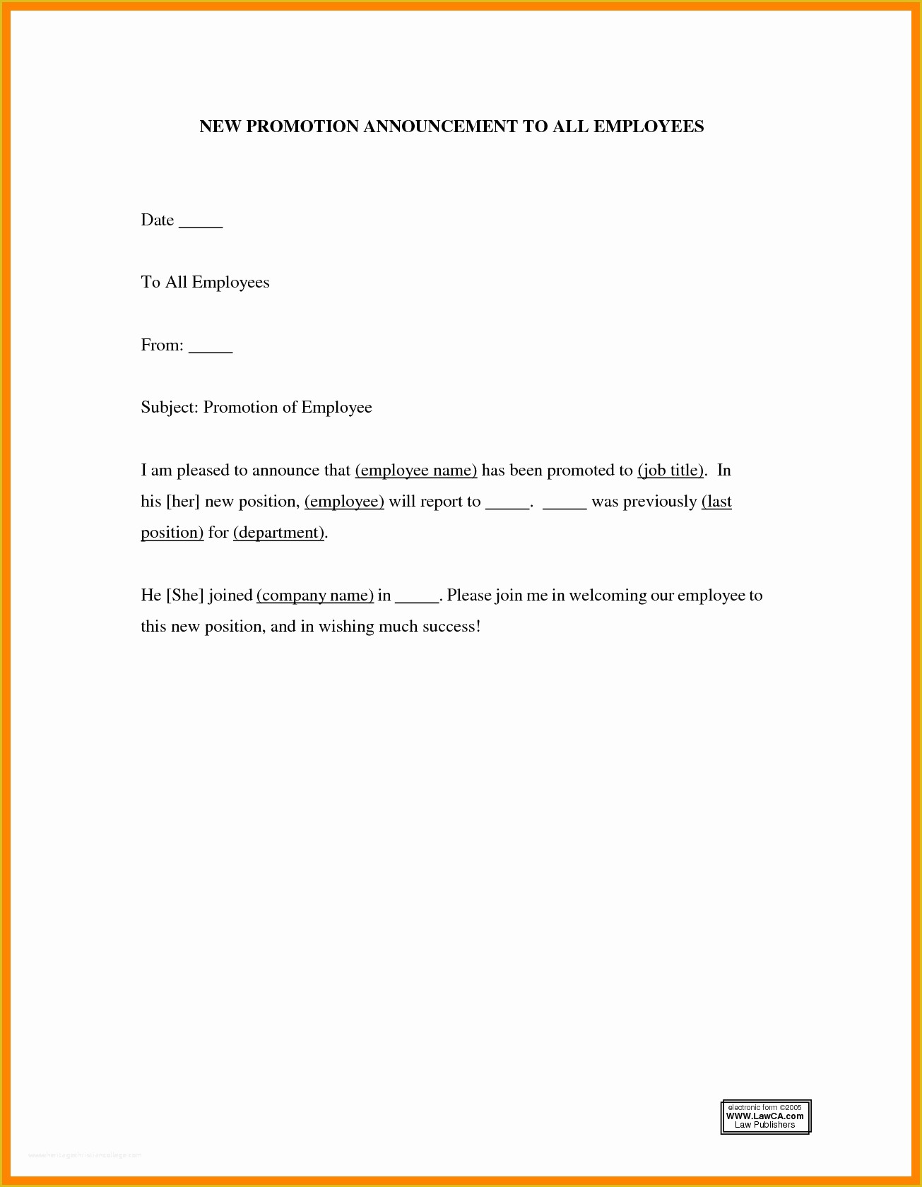Announcement Email Template Free Of Promotion Announcement Letter Portablegasgrillweber