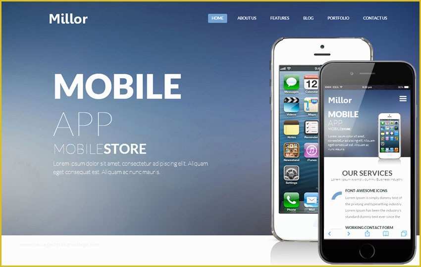App Templates Free Of Millor A Mobile App Based Flat Bootstrap Responsive Web