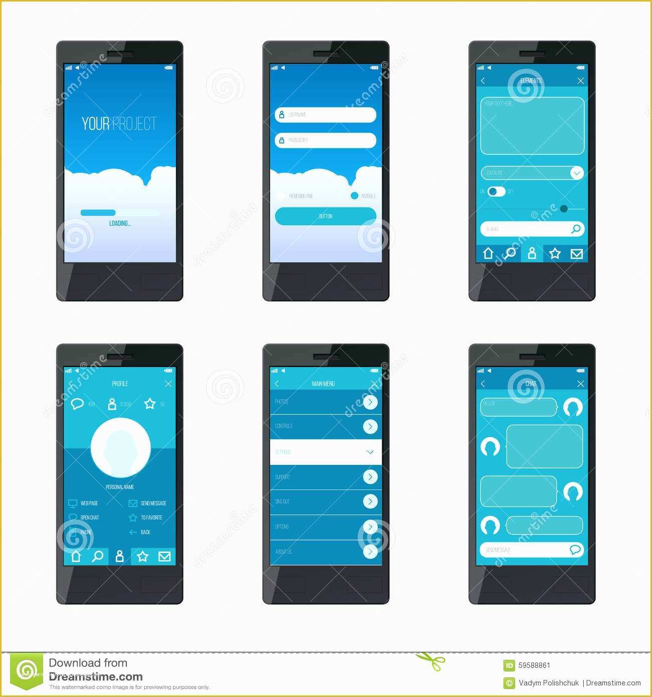 App Templates Free Of Template Mobile Application Interface Design Stock Vector