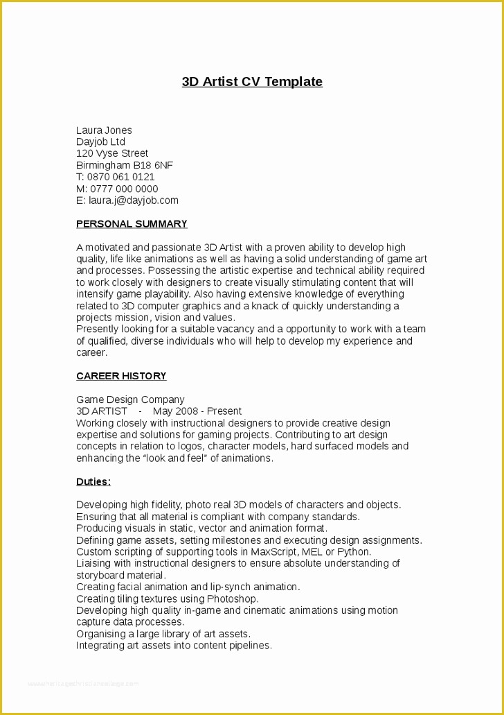 Artist Cv Templates Free Of Teen Resume Template