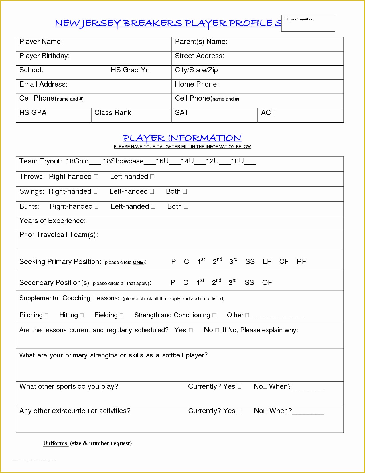 Athlete Profile Template Free Of 98 softball Player Profile Template 12u Strider Player