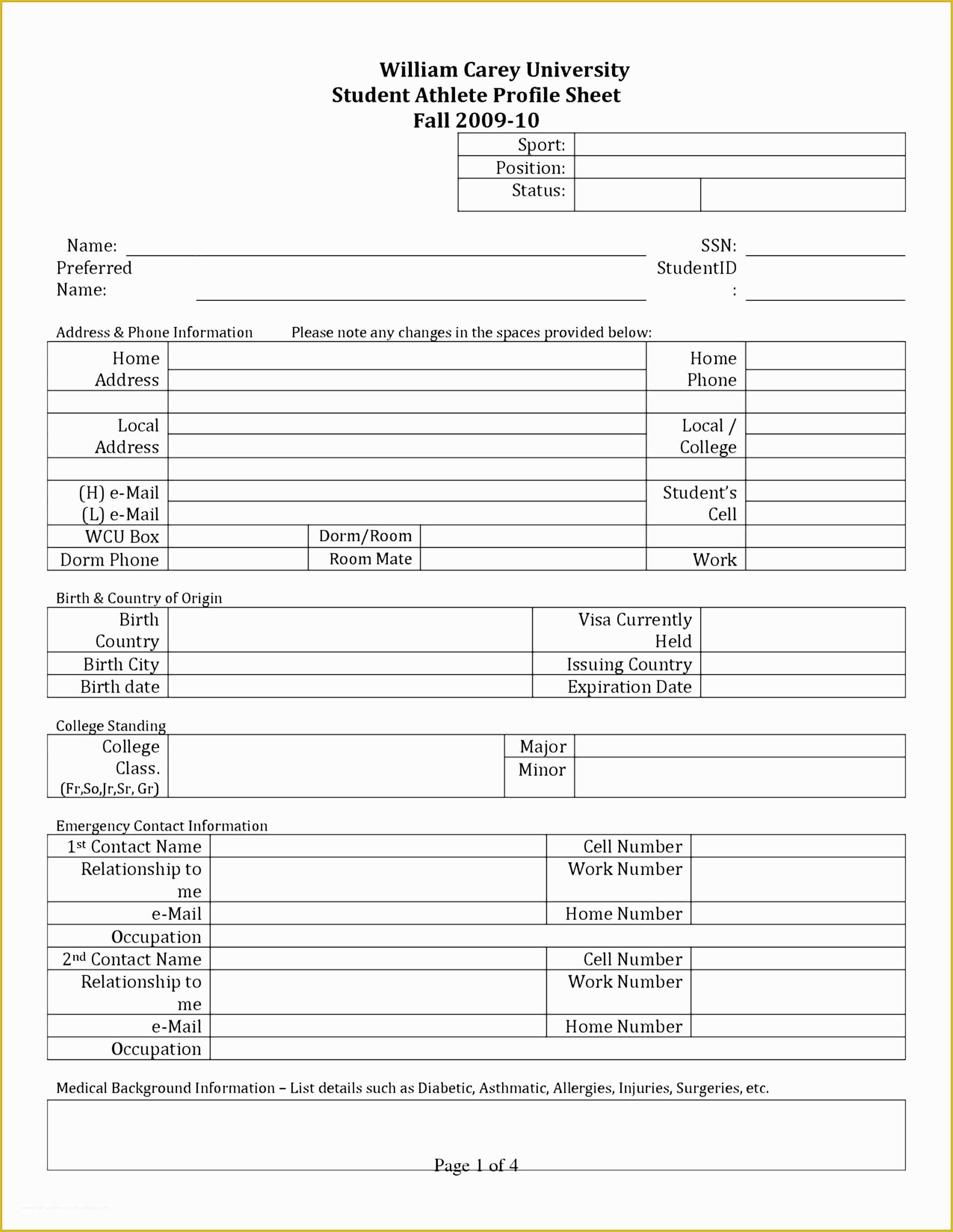 Athlete Profile Template Free Of Brag Sheet Template Pdf Navy Brag Sheet Template Pdf