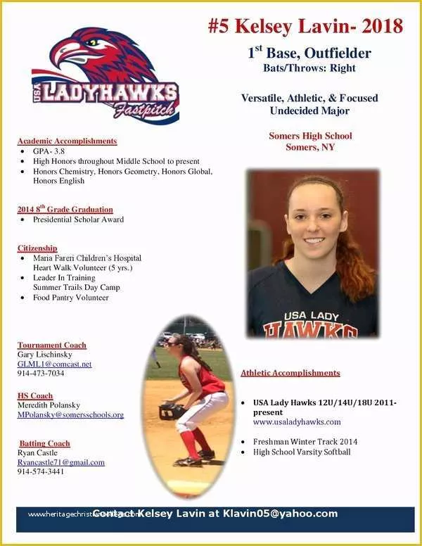 Athlete Profile Template Free Of Kelsey Lavin Player Profile