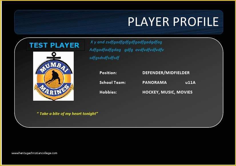 Athlete Profile Template Free Of Player Profile Template Pdf 1