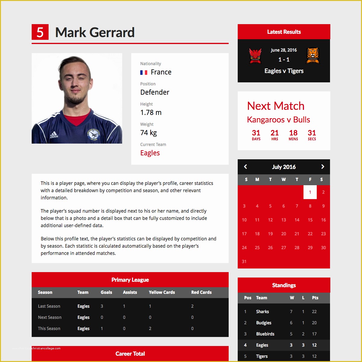 Athlete Profile Template Free Of Premier Premium Wordpress theme for Football Clubs