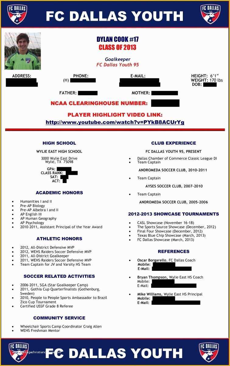 Athlete Profile Template Free Of soccer Player Profile Sample 1