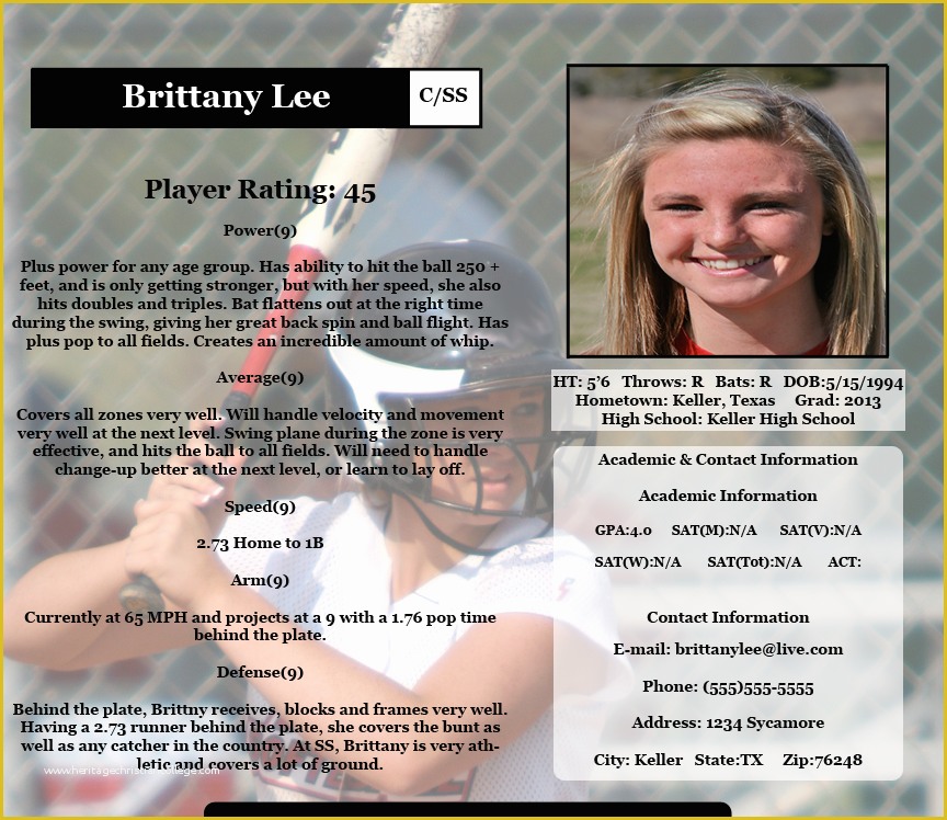 Athlete Profile Template Free Of softball Player Profile Template Free Best