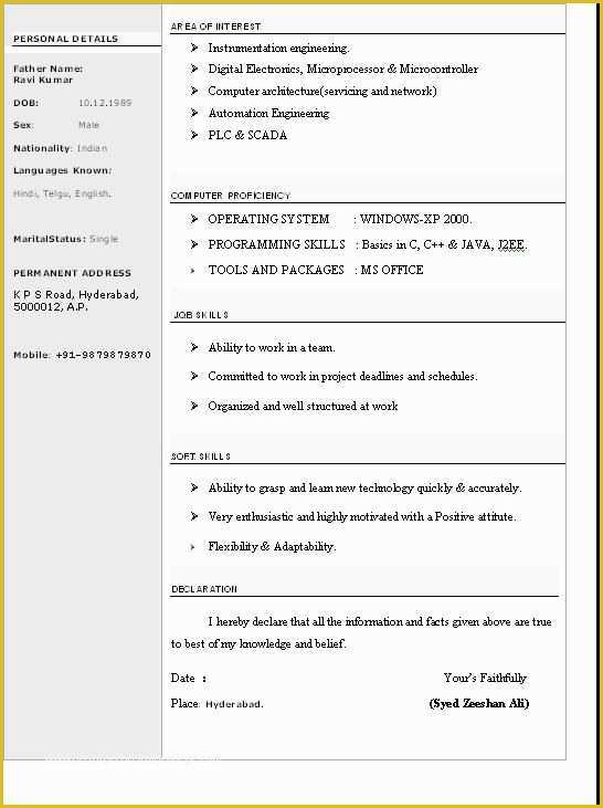Attractive Resume Templates Free Download Word Of Cv format Word Free Professional Cv format In Ms Word Doc