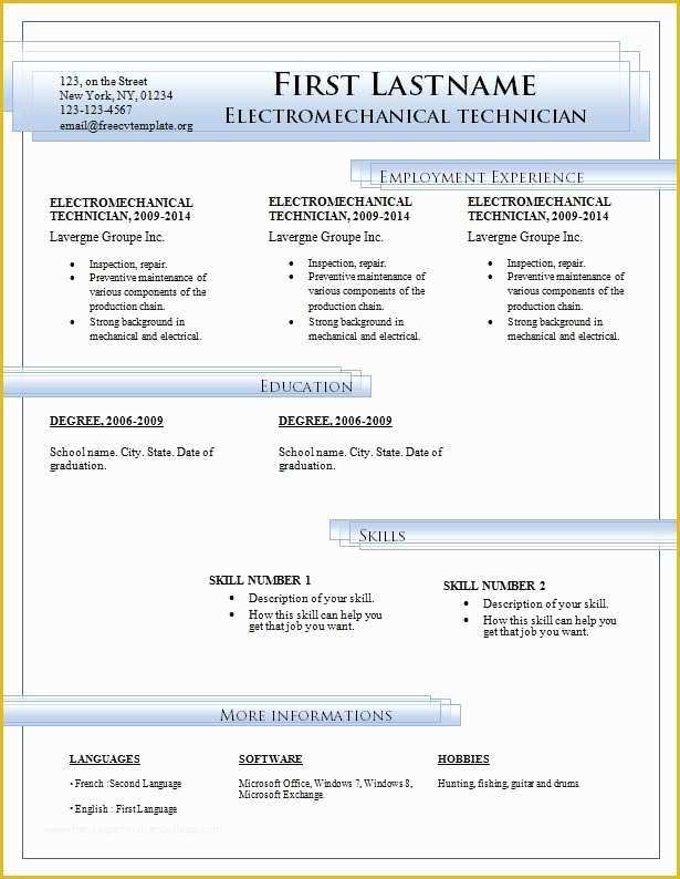 Attractive Resume Templates Free Download Word Of Resume Templates Free Download for Microsoft Word