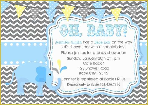 Baby Boy Baby Shower Invitations Templates Free Of Baby Shower Invitations Boy Elephant Blue Invite Printable