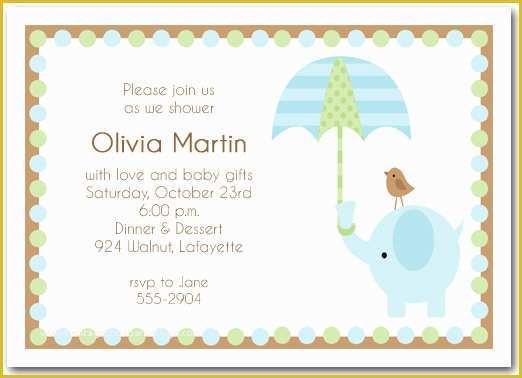 Baby Boy Baby Shower Invitations Templates Free Of Elephant & Umbrella Boy Baby Shower Invitations