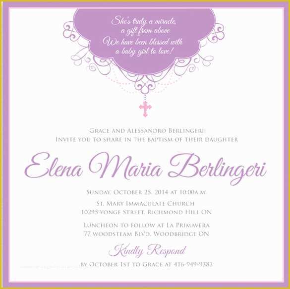 Baby Girl Baptism Invitation Free Templates Of 30 Baptism Invitation Templates – Free Sample Example