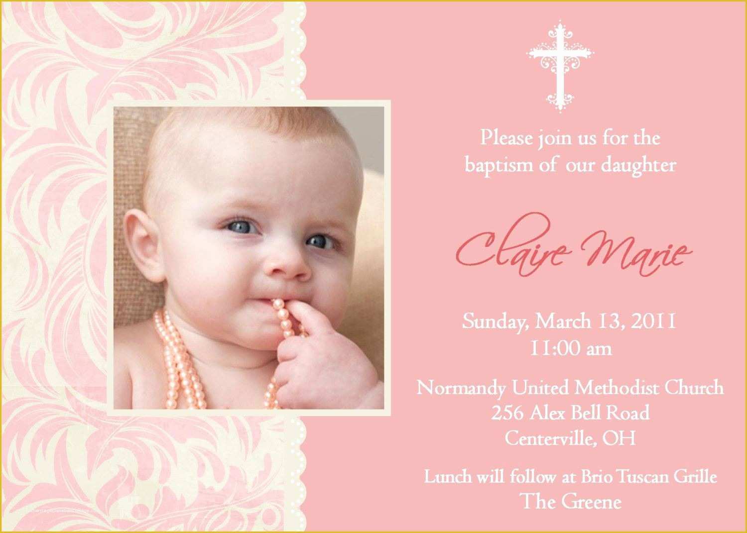 Baby Girl Baptism Invitation Free Templates Of Baptism Invitations for Girl Christening Invitation