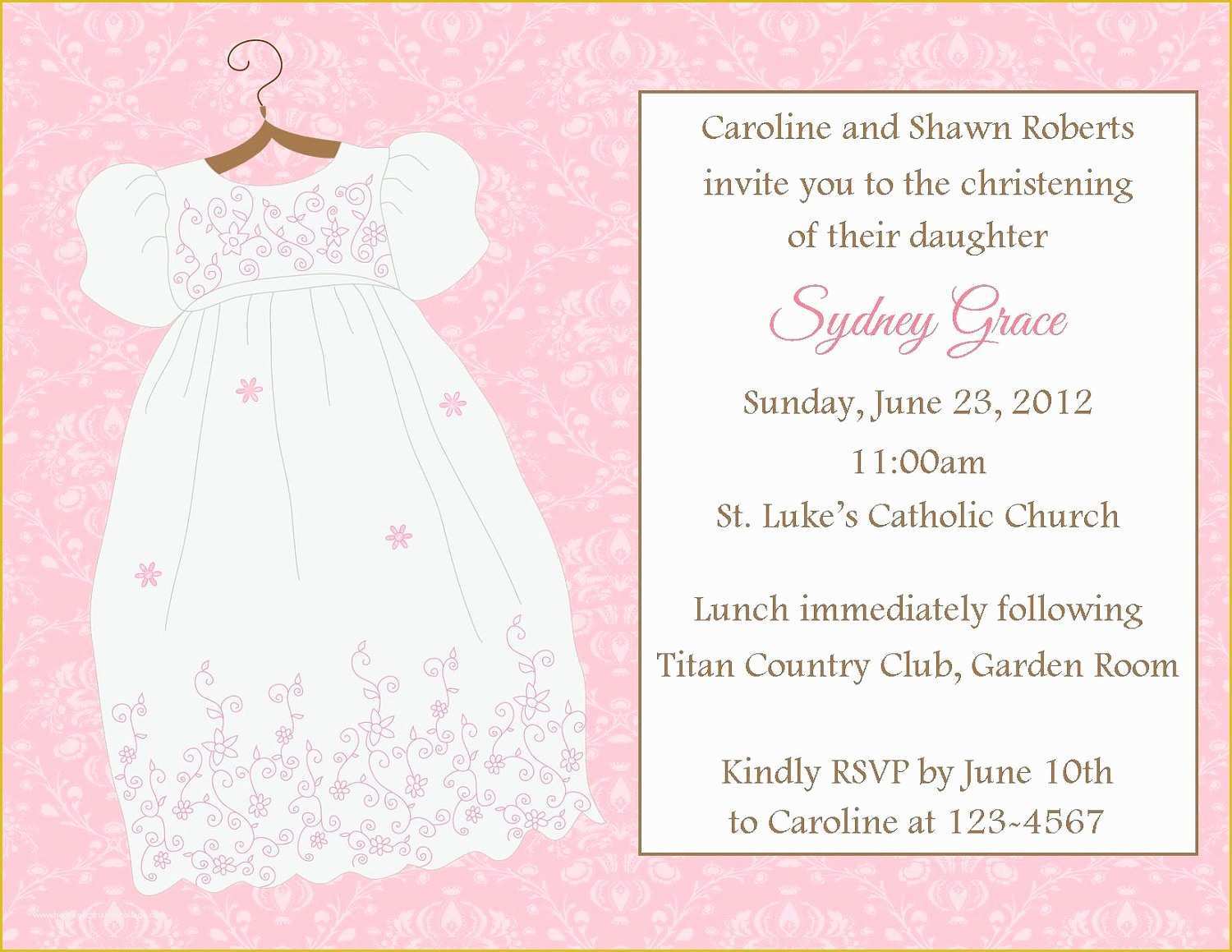 Baby Girl Baptism Invitation Free Templates Of Christening Baptism Invitation Girl