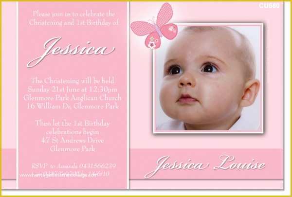 Baby Girl Baptism Invitation Free Templates Of Cu580 Girl butterfly Christening Girls Christening