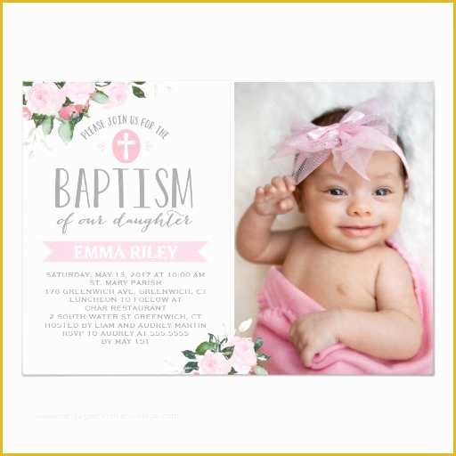 Baby Girl Baptism Invitation Free Templates Of Floral Blooms Baptism Invitation