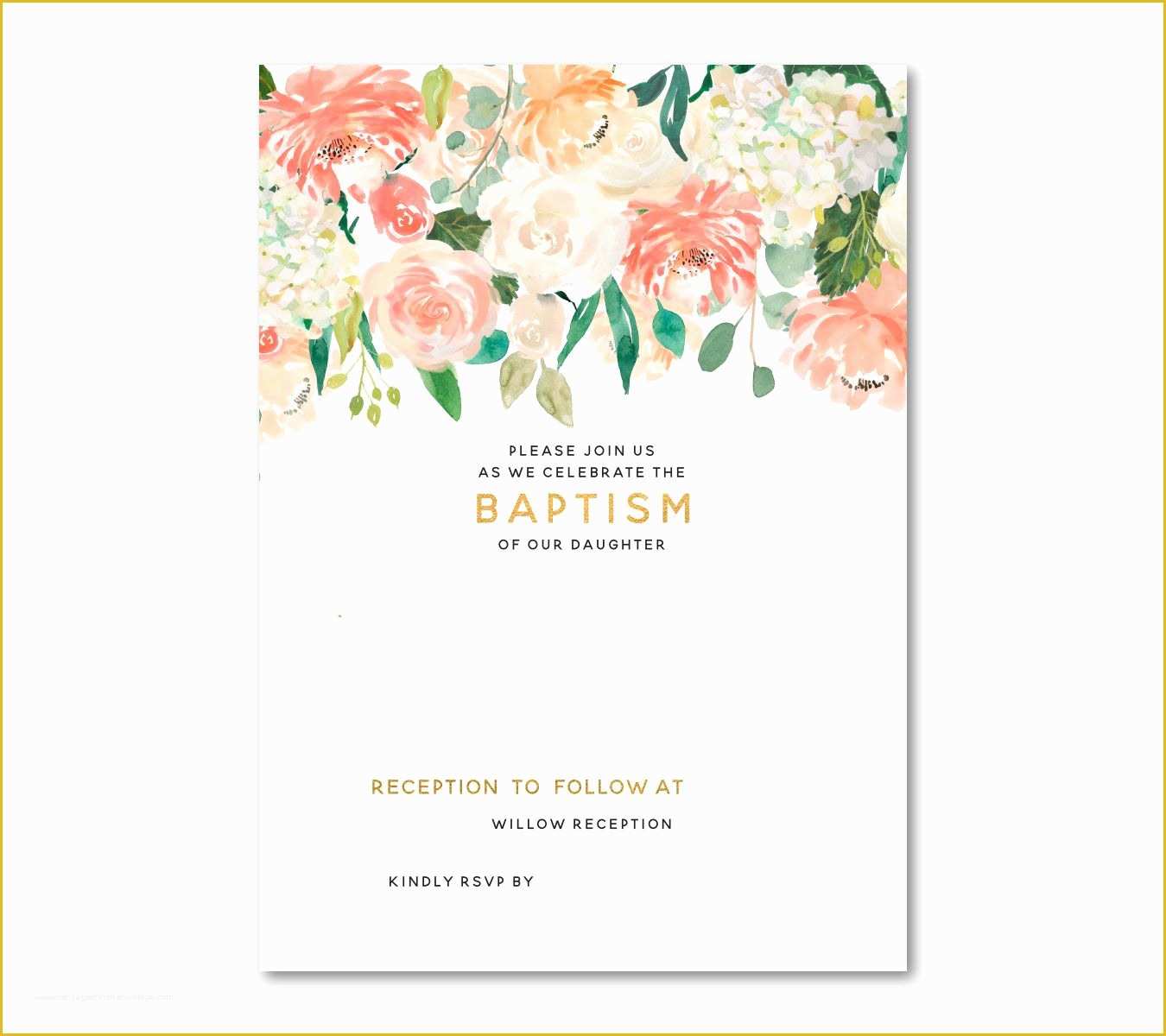 Baby Girl Baptism Invitation Free Templates Of Free Free Template Free Floral Baptism Invitation Template