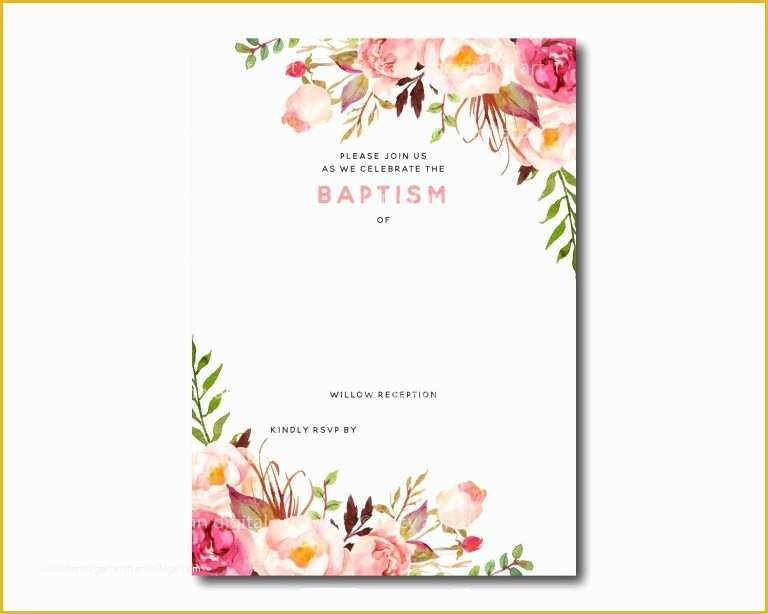 Baby Girl Baptism Invitation Free Templates Of Free Printable Baptism Floral Invitation Template