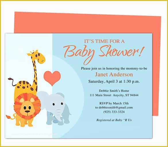 Baby Shower Invitation Card Template Free Download Of 68 Microsoft Invitation Template Free Samples Examples