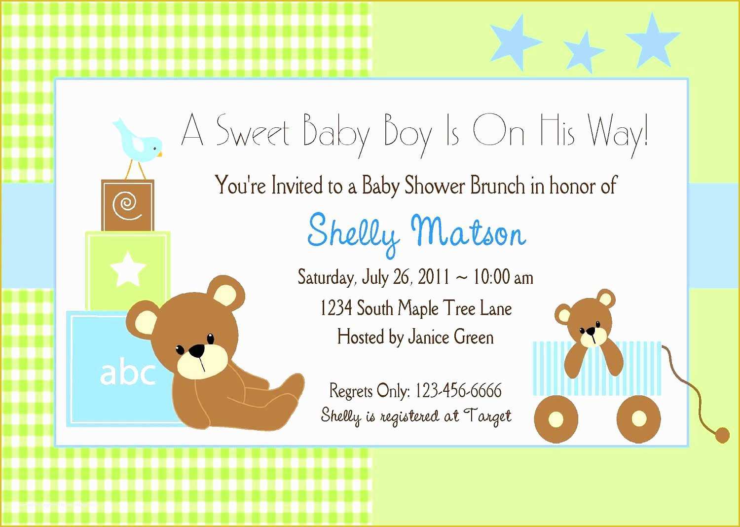 Baby Shower Invitation Card Template Free Download Of Baby Shower Invitation Samples Ctsfashion Editable