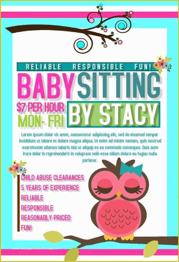 Babysitting Flyer Template Free Of 17 Babysitting Flyer Templates Psd Ai Illustrator Download