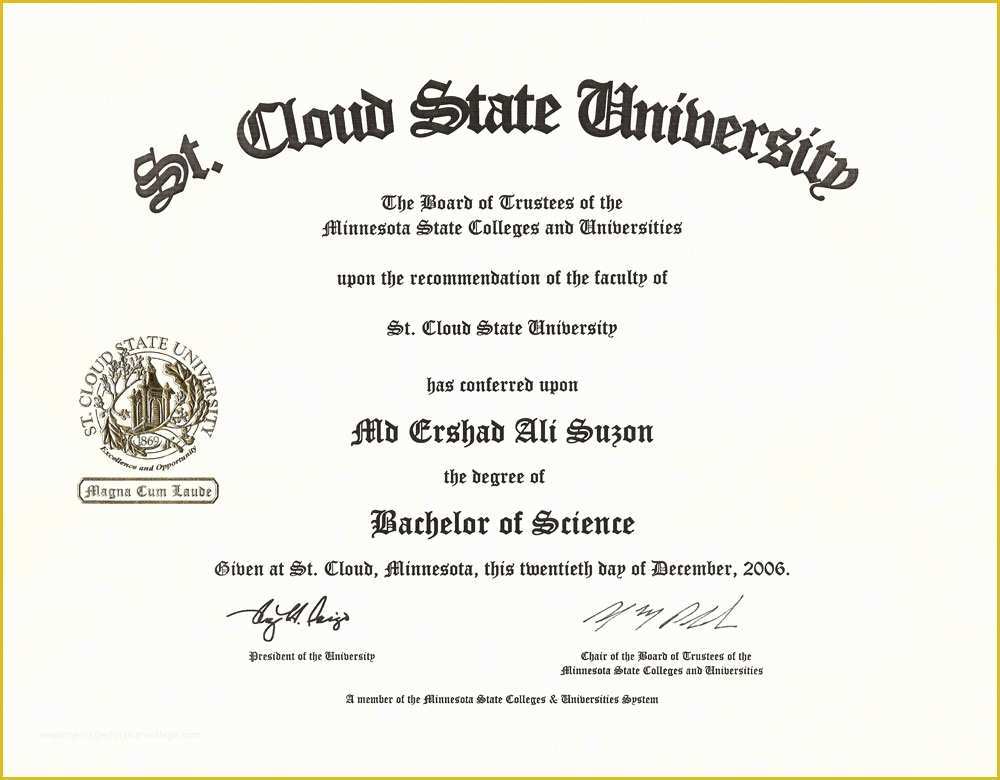 Bachelor Degree Template Free Of University Degree University Degree Certificate Template