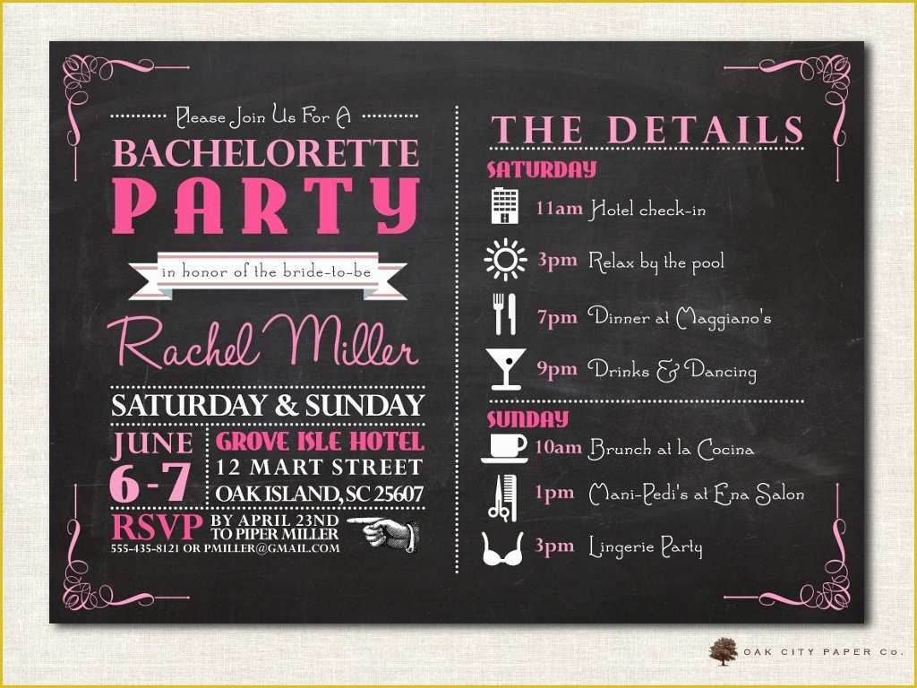 Bachelorette Itinerary Template Free Of Bachelorette Invitation Bachelorette Party Invitation