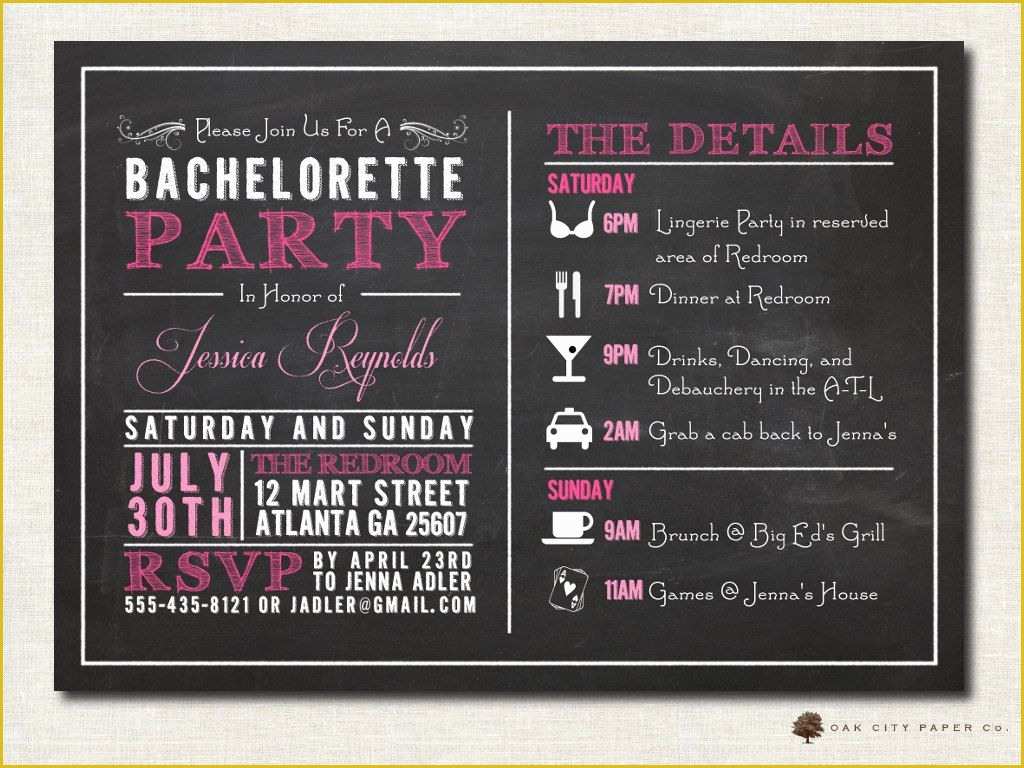 Bachelorette Itinerary Template Free Of Bachelorette Invitation Bachelorette Party Invitation
