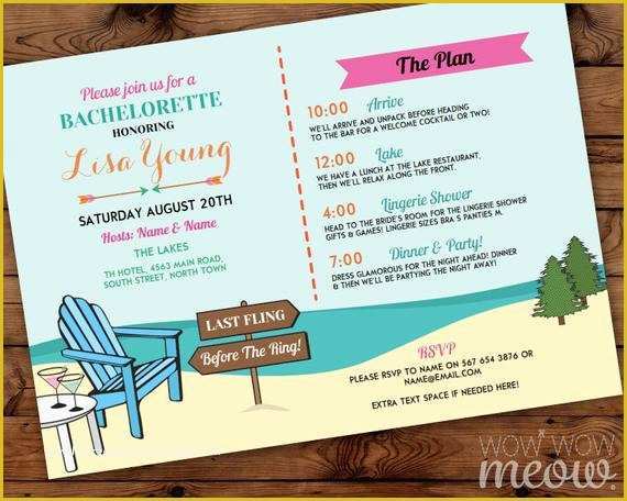 Bachelorette Itinerary Template Free Of Bachelorette Invite Itinerary Girls the Lakes Invitation