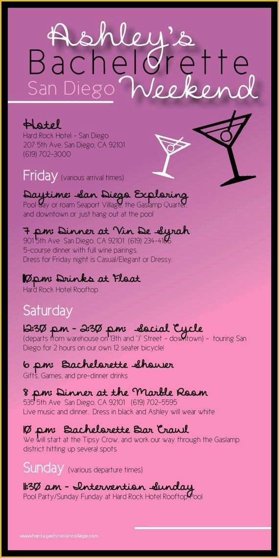Bachelorette Itinerary Template Free Of Bachelorette Party Itinerary by Madewithloveinvites On
