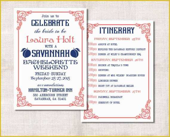 Bachelorette Itinerary Template Free Of Bachelorette Party Weekend Invitation and Itinerary Custom
