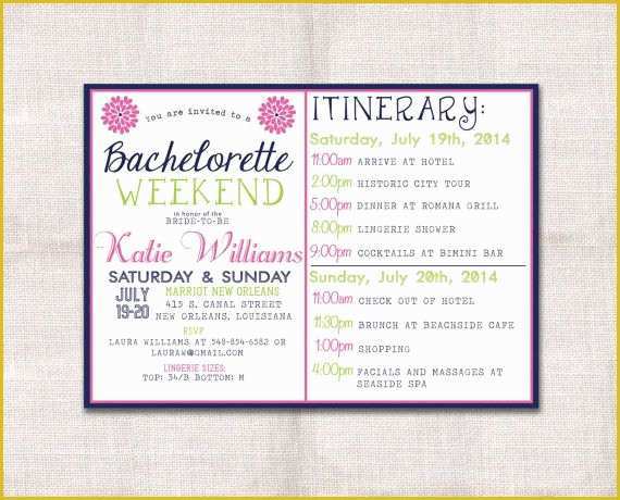 Bachelorette Itinerary Template Free Of Bachelorette Party Weekend Invitation and Itinerary