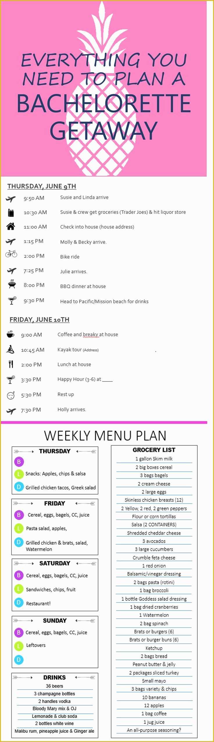 Bachelorette Itinerary Template Free Of Everything You Need to Plan A Bachelorette Party Away