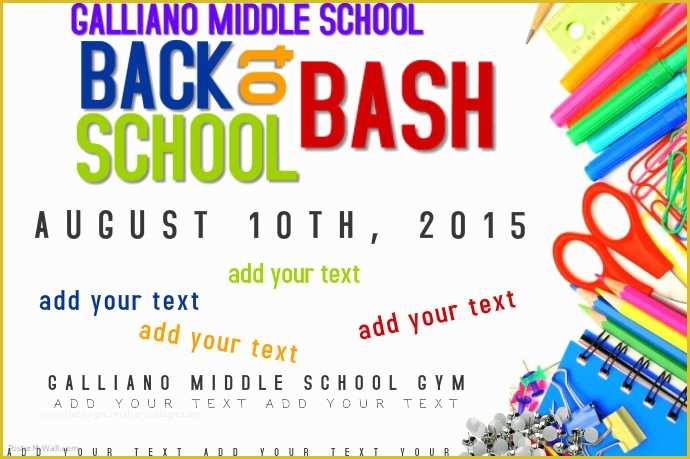 Back to School Bash Flyer Template Free Of Back to School Bash event Education Supplies Poster