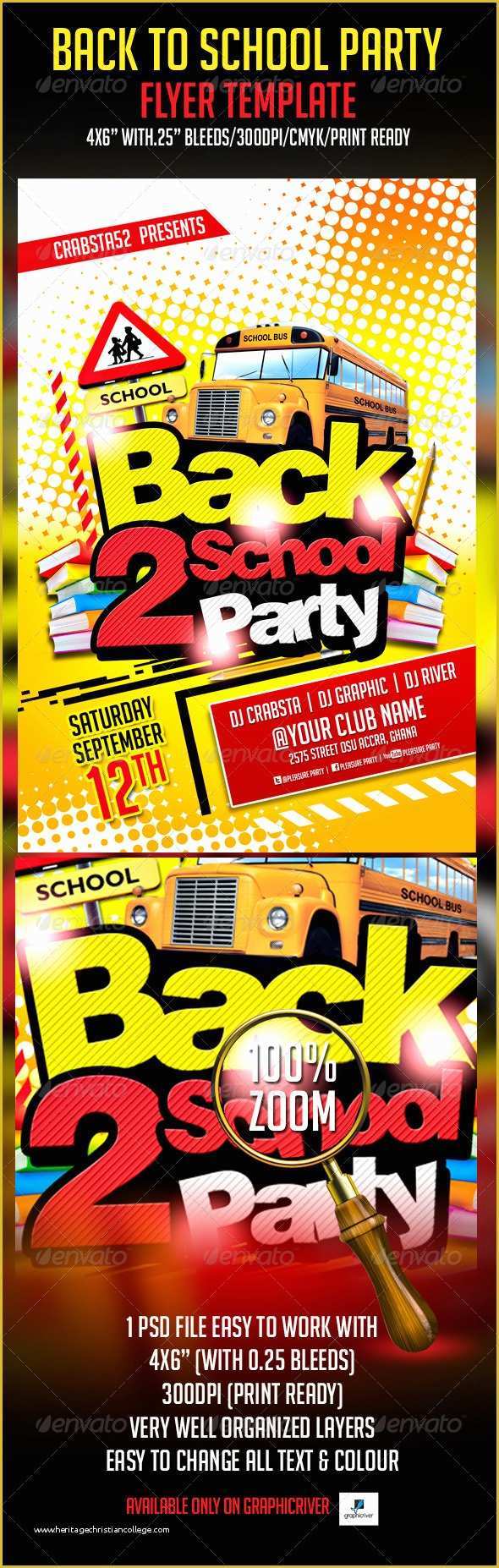 Back to School Bash Flyer Template Free Of Back to School Party Flyer Template by Crabsta52