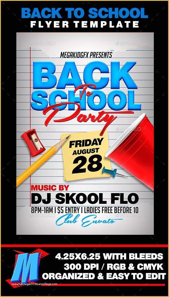 Back to School Bash Flyer Template Free Of Back to School Party Flyer Template by Megakidgfx with