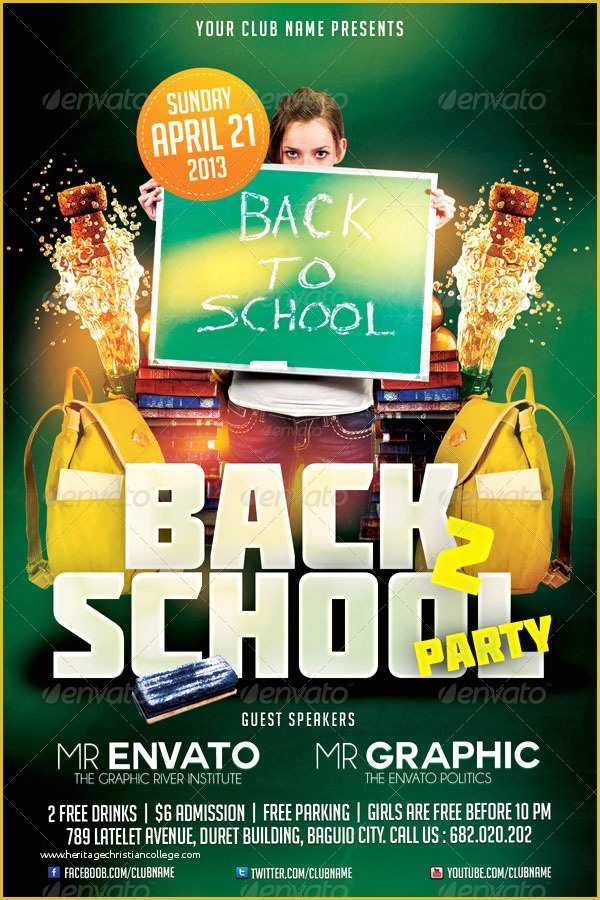 Back to School Bash Flyer Template Free Of Back to School Party Flyer Template by Mikkool