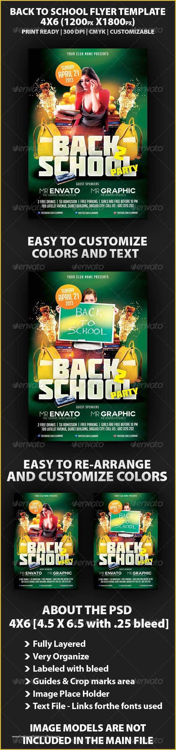 Back to School Bash Flyer Template Free Of Back to School Party Flyer Template by Mikkool