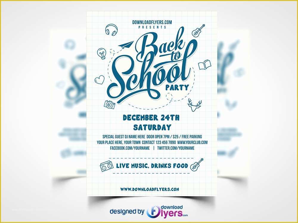 Back to School Bash Flyer Template Free Of Back to School Party Flyer Template Free Psd Download Psd