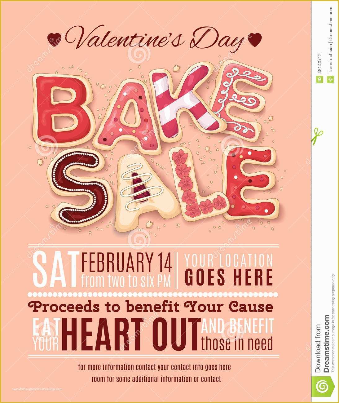 Bake Sale Flyer Template Free Of Valentines Day Bake Sale Flyer Template Stock Vector