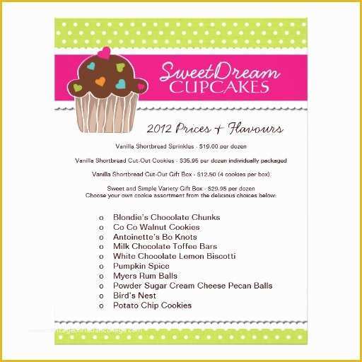 Bakery Flyer Templates Free Of Cupcake Bakery Price List Flyer