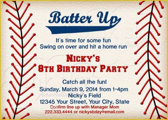 Baseball Birthday Invitation Templates Free Of 15 Baseball Birthday Invitations Psd Vector Eps Ai