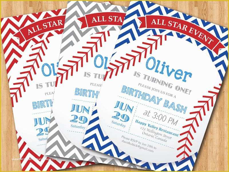 Baseball Birthday Invitation Templates Free Of Baseball Birthday Invitation First Birthday Baby Boy Chevron