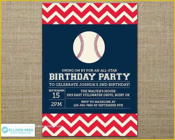 Baseball Birthday Invitation Templates Free Of Baseball Invitation Baseball Printable Sports Invitation