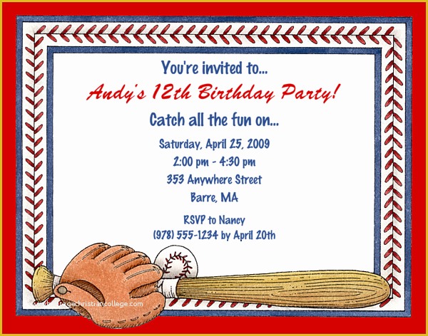 Baseball Birthday Invitation Templates Free Of Baseball Party Invitation Ideas – Free Printable Birthday